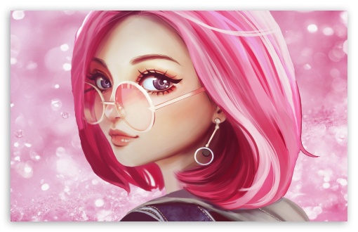 Cute Girl Pink Hair Sunglasses Digital Art Drawing Ultra HD Desktop Background  Wallpaper for 4K UHD TV : Widescreen & UltraWide Desktop & Laptop : Multi  Display, Dual & Triple Monitor : Tablet : Smartphone