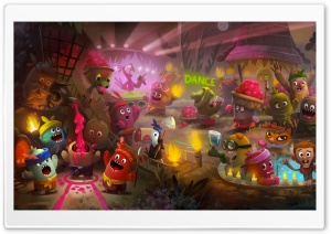 Cute Little Monsters Party Illustration Ultra HD Wallpaper for 4K UHD Widescreen desktop, tablet & smartphone