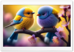 Cute Pair of Birds Art Ultra HD Wallpaper for 4K UHD Widescreen Desktop, Lockscreen, Screensaver, TV, Tablet, Smartphone