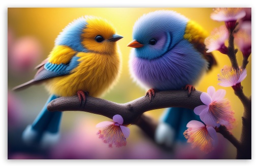 Cute Pair of Birds Art UltraHD Wallpaper for UHD 16:9 2160p 1440p 1080p 900p 720p ; 8K UHD TV 16:9 Ultra High Definition 2160p 1440p 1080p 900p 720p ; UltraWide 21:9 24:10 ; Widescreen 16:10 5:3 WHXGA WQXGA WUXGA WXGA WGA ; Fullscreen 4:3 5:4 3:2 UXGA XGA SVGA QSXGA SXGA DVGA HVGA HQVGA ( Apple PowerBook G4 iPhone 4 3G 3GS iPod Touch ) ;