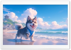 Cute Puppy, Beach Ultra HD Wallpaper for 4K UHD Widescreen desktop, tablet & smartphone