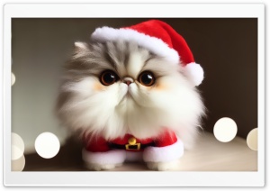 Cute Santa Cat - 2023 - Merry Christmas Ultra HD Wallpaper for 4K UHD Widescreen desktop, tablet & smartphone