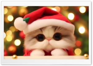 Cute Santa Persan Kitten - Merry Christmas - 2023 Ultra HD Wallpaper for 4K UHD Widescreen desktop, tablet & smartphone