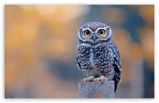 Cute Small Owl on a Tree Stump UltraHD Wallpaper for UHD 16:9 ; HD 16:9 ; UltraWide 21:9 24:10 32:9 32:10 ; Widescreen 16:10 5:3 ; Fullscreen 4:3 5:4 3:2 ; Tablet 1:1 ; Mobile 9:16 9:19.5 9:20 9:21 9:22 10:16 2:3 3:5 3:4 ; Dual 16:10 5:3 16:9 4:3 5:4 3:2 ;