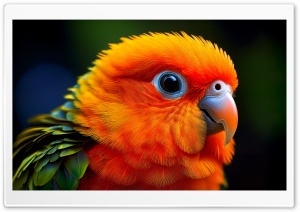 Cute Sun Conure Parrot Portrait 4K UHD Wallpaper for Widescreen and UltraWide Desktop, UltraHD TV, Smartphone, Tablet