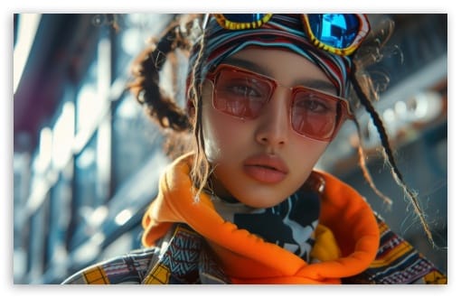 Cyberpunk Aesthetic Girl Portrait UltraHD Wallpaper for UHD 16:9 ; HD 16:9 ; UltraWide 21:9 24:10 32:9 32:10 ; Widescreen 16:10 ; Tablet 1:1 ; Mobile 9:16 9:19.5 9:20 9:21 9:22 ; Dual 16:10 16:9 ;