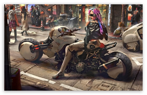 Cyberpunk Biker Girl Scifi HD Wallpaper 