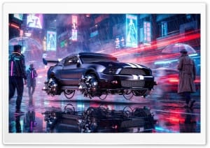 Cyberpunk Flying Car 4K UHD Wallpaper for Widescreen and UltraWide Desktop, UltraHD TV, Smartphone, Tablet