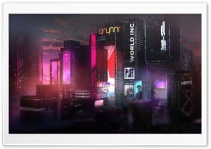 Cyberpunk Neon Cityscape 4K UHD Wallpaper for Widescreen and UltraWide Desktop, UltraHD TV, Smartphone, Tablet