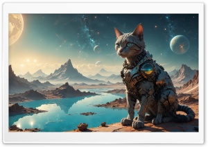 Cyborg Cat Ultra HD Wallpaper for 4K UHD Widescreen Desktop, Lockscreen, Screensaver, TV, Tablet, Smartphone