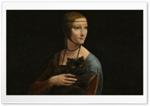 Da Vinci Reimagined Lady with a Cat 4K UHD Wallpaper for Widescreen and UltraWide Desktop, UltraHD TV, Smartphone, Tablet