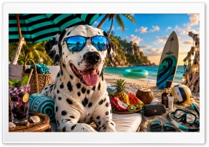 Dalmatian Dog on the Beach 4K UHD Wallpaper for Widescreen and UltraWide Desktop, UltraHD TV, Smartphone, Tablet