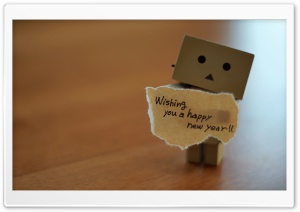 Danbo wishes you a Happy New Year 4K UHD Wallpaper for Widescreen and UltraWide Desktop, UltraHD TV, Smartphone, Tablet