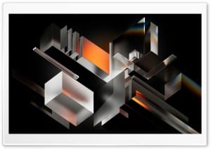 Dark 3D Geometric Abstract Glass Shapes 4K UHD Wallpaper for Widescreen and UltraWide Desktop, UltraHD TV, Smartphone, Tablet