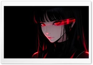 Dark Aesthetic Cat Eye Makeup Girl Portrait Illustration 4K UHD Wallpaper for Widescreen and UltraWide Desktop, UltraHD TV, Smartphone, Tablet