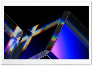 Dark Blue 3D Glass Cubes with Rainbow Prism Refraction 4K UHD Wallpaper for Widescreen and UltraWide Desktop, UltraHD TV, Smartphone, Tablet