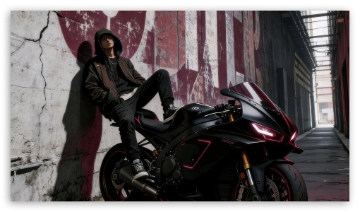 Dark Rider Portrait Motorcycle UltraHD Wallpaper for UHD 16:9 ; HD 16:9 ;