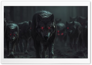 Dark Wolf Pack Art Ultra HD Wallpaper for 4K UHD Widescreen Desktop, Lockscreen, Screensaver, TV, Tablet, Smartphone