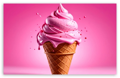 Delicious, Pink Ice Cream Cone, Aesthetic, Summer UltraHD Wallpaper for UHD 16:9 ; HD 16:9 ; UltraWide 21:9 24:10 ; Widescreen 16:10 5:3 ; Fullscreen 4:3 5:4 3:2 ; Tablet 1:1 ; Mobile 9:16 9:19.5 9:20 10:16 2:3 3:5 3:4 ; Dual 5:4 3:2 ;