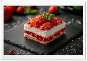 Delicious Strawberry Cake Ultra HD Wallpaper for 4K UHD Widescreen Desktop, Lockscreen, Screensaver, TV, Tablet, Smartphone