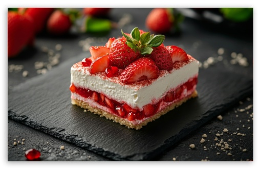 Delicious Strawberry Cake UltraHD Wallpaper for UHD 16:9 ; HD 16:9 ; UltraWide 21:9 24:10 ; Widescreen 16:10 5:3 ; Fullscreen 4:3 5:4 3:2 ; Tablet 1:1 ;