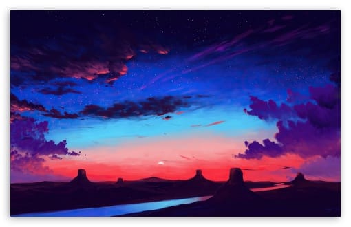 Desert Landscape with Rock Buttes and a Winding River UltraHD Wallpaper for UHD 16:9 ; HD 16:9 ; UltraWide 21:9 24:10 32:9 32:10 ; Widescreen 16:10 ; Tablet 1:1 ; Dual 16:10 16:9 ;