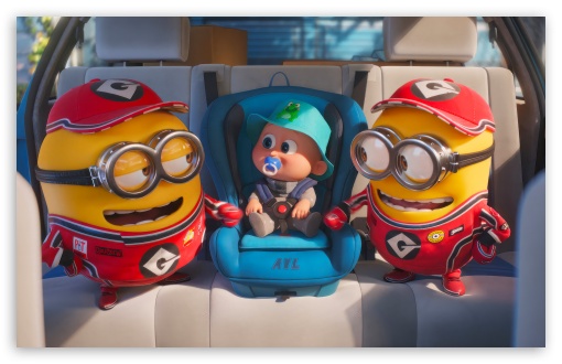Despicable Me 4, Minions, Baby Gru, Inside Car UltraHD Wallpaper for UHD 16:9 ; HD 16:9 ; UltraWide 21:9 24:10 32:9 32:10 ; Widescreen 16:10 5:3 ; Fullscreen 4:3 5:4 3:2 ; Dual 16:10 5:3 16:9 4:3 5:4 3:2 ;