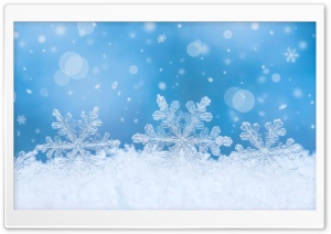 Detailed Snowflakes On Blue Background 4K UHD Wallpaper for Widescreen and UltraWide Desktop, UltraHD TV, Smartphone, Tablet