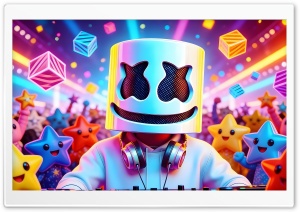 DJ Marshmello Colorful Background 4K UHD Wallpaper for Widescreen and UltraWide Desktop, UltraHD TV, Smartphone, Tablet