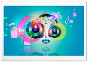 DJ Woman Eyes Dynamics Nose Microphone Headphones Music Art 2018 Ultra HD Wallpaper for 4K UHD Widescreen desktop, tablet & smartphone
