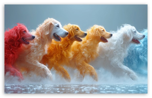 Dogs, Colorful, Modern Art UltraHD Wallpaper for UHD 16:9 ; HD 16:9 ; UltraWide 21:9 24:10 32:9 32:10 ; Widescreen 16:10 5:3 ; Fullscreen 4:3 5:4 3:2 ; Tablet 1:1 ; Dual 16:10 5:3 16:9 4:3 5:4 3:2 ;