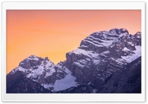 Dolomites Peaks at Orange Sunset 4K UHD Wallpaper for Widescreen and UltraWide Desktop, UltraHD TV, Smartphone, Tablet