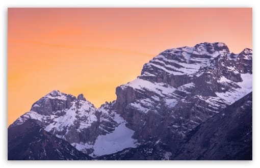 Dolomites Peaks at Orange Sunset UltraHD Wallpaper for UHD 16:9 ; HD 16:9 ; UltraWide 21:9 24:10 32:9 32:10 ; Widescreen 16:10 ; Tablet 1:1 ; Mobile 9:16 9:19.5 9:20 9:21 9:22 ; Dual 16:10 16:9 ;