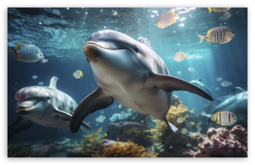 Dolphins Underwater UltraHD Wallpaper for UHD 16:9 ; HD 16:9 ; UltraWide 21:9 24:10 ; Widescreen 16:10 5:3 ; Fullscreen 4:3 5:4 3:2 ; Tablet 1:1 ; Mobile 9:16 10:16 2:3 3:5 ;