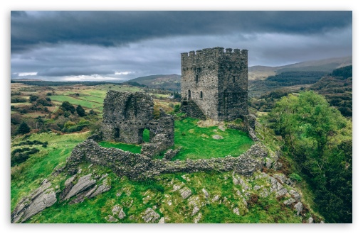 Dolwyddelan Castle Conwy North Wales Drone Landscape UltraHD Wallpaper for UHD 16:9 ; HD 16:9 ; UltraWide 21:9 24:10 ; Widescreen 16:10 ; Fullscreen 4:3 ; Tablet 1:1 ; Mobile 9:16 9:19.5 9:20 9:21 9:22 ;