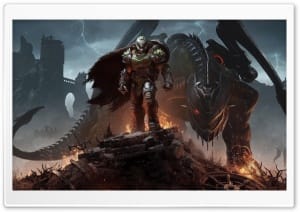 DOOM Eternal The Ancient Gods Part Two, Doomguy, Fluffy 4K UHD Wallpaper for Widescreen and UltraWide Desktop, UltraHD TV, Smartphone, Tablet