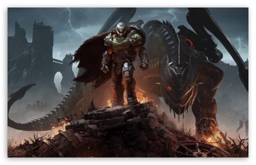 DOOM Eternal The Ancient Gods Part Two, Doomguy, Fluffy UltraHD Wallpaper for UHD 16:9 ; HD 16:9 ; UltraWide 21:9 24:10 ; Widescreen 16:10 ; Tablet 1:1 ; Mobile 9:16 9:19.5 9:20 9:21 ;