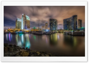 Downtown San Diego Marina at Night Ultra HD Wallpaper for 4K UHD Widescreen desktop, tablet & smartphone
