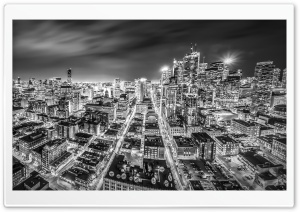Downtown Toronto Night Black and White Ultra HD Wallpaper for 4K UHD Widescreen desktop, tablet & smartphone