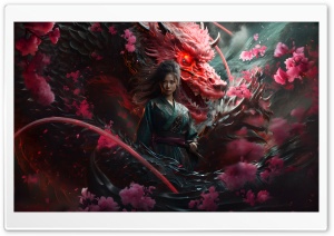 Dragon Girl Digital Art Ultra HD Wallpaper for 4K UHD Widescreen desktop, tablet & smartphone
