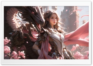 Dragon Girl Fantasy Art Ultra HD Wallpaper for 4K UHD Widescreen desktop, tablet & smartphone