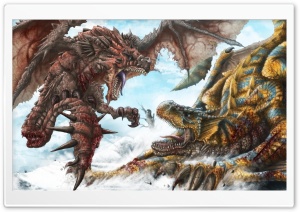 Dragons Battle 4K UHD Wallpaper for Widescreen and UltraWide Desktop, UltraHD TV, Smartphone, Tablet
