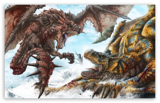 Dragons Battle UltraHD Wallpaper for Widescreen 16:10 ;