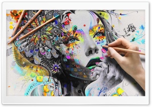 Drawing a Girl 4K UHD Wallpaper for Widescreen and UltraWide Desktop, UltraHD TV, Smartphone, Tablet
