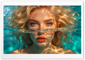 Dreamlike Girl in Swimming Pool 4K UHD Wallpaper for Widescreen and UltraWide Desktop, UltraHD TV, Smartphone, Tablet