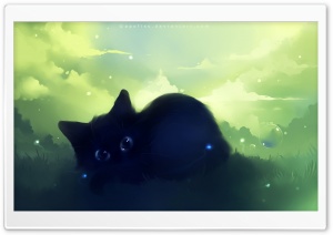 Dreamy Black Kitty Painting Ultra HD Wallpaper for 4K UHD Widescreen desktop, tablet & smartphone