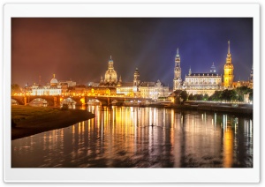 Dresden, Elbe River, Germany, Night Ultra HD Wallpaper for 4K UHD Widescreen desktop, tablet & smartphone