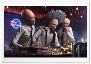 Drunk Aliens Ultra HD Wallpaper for 4K UHD Widescreen Desktop, Lockscreen, Screensaver, TV, Tablet, Smartphone