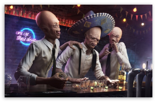 Drunk Aliens UltraHD Wallpaper for Widescreen 16:10 WHXGA WQXGA WUXGA WXGA ;