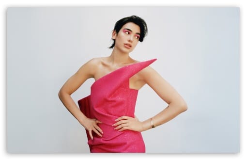 Dua Lipa in Pink Dress and Makeup, Vogue UltraHD Wallpaper for UHD 16:9 ; HD 16:9 ; UltraWide 21:9 24:10 32:9 32:10 ; Widescreen 16:10 ; Tablet 1:1 ; Mobile 9:16 9:19.5 9:20 ; Dual 16:10 16:9 ;